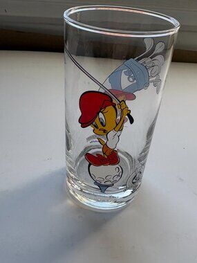 Vintage 1998 Looney Tunes Tweety Bird Golf Smucker’s Collectibles Glass 5